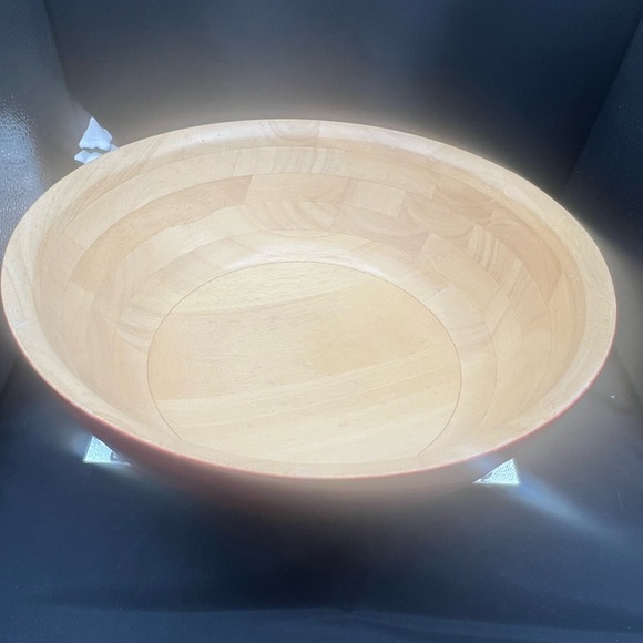 Red and Tan Wooden Bowl - Picture 2 of 7
